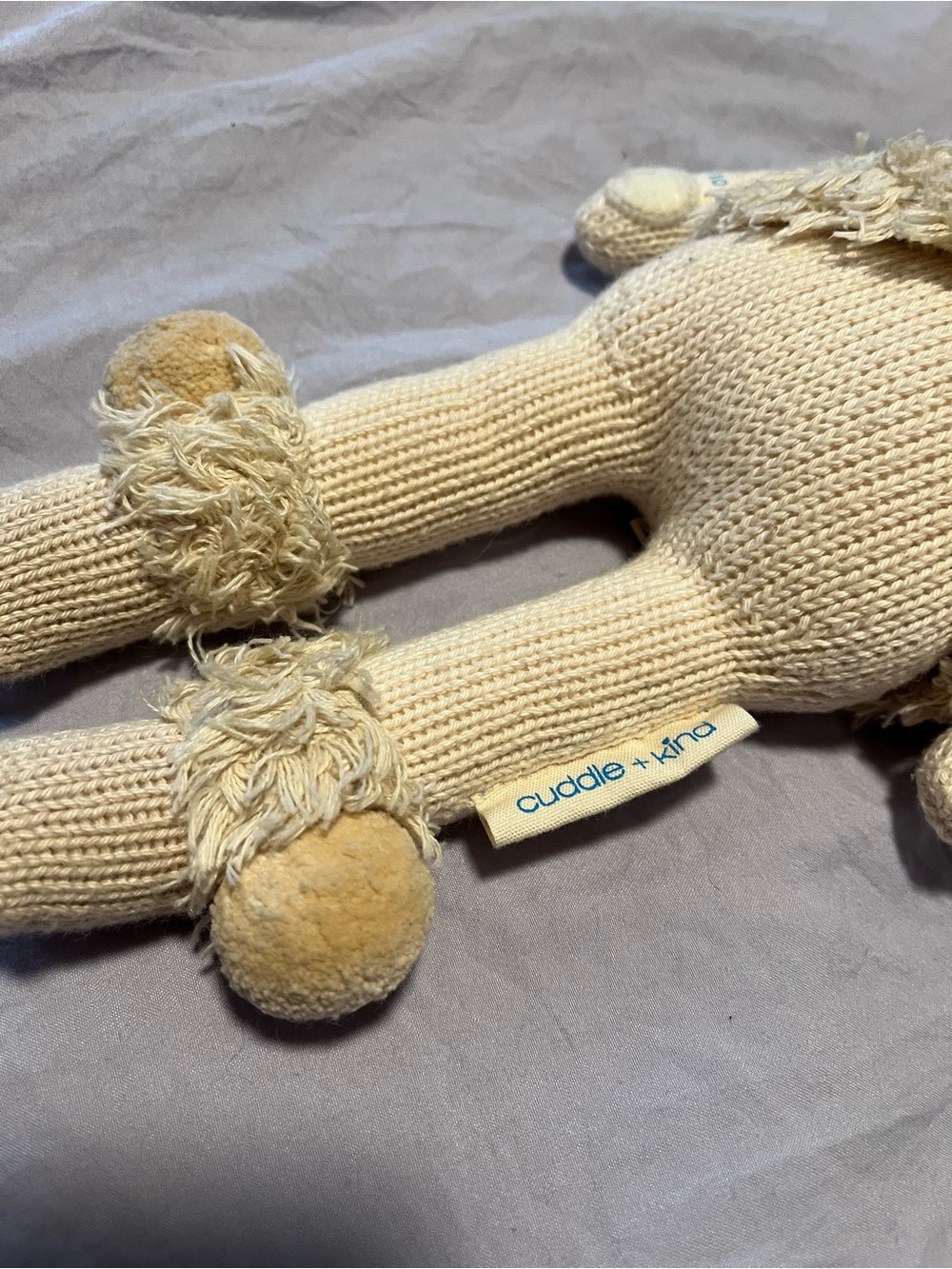 Cuddle + Kind Neutral Knit Bear Plush Toy - Soft Cream Cuddly Bear - Picture 3 of 5